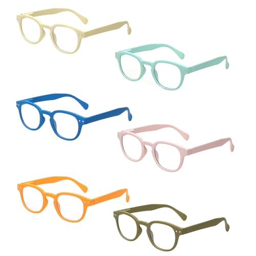 COJWIS Lesebrille 6 pack Federn-Scharnier Brillen Mattes Finish fürein, Kristallgläser gibt Ihnen ultra-klare Sicht, Federscharniere für Frauen (6 Farben, 2.25) von COJWIS