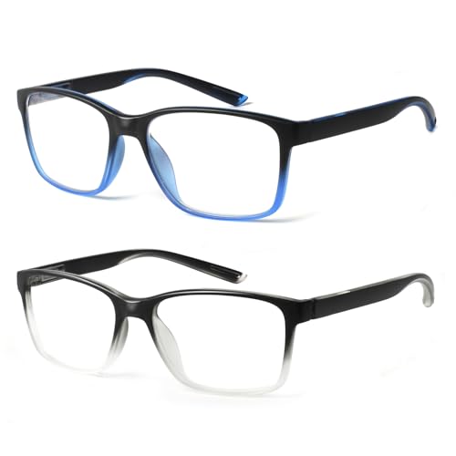 COJWIS Lesebrille Herren 2er Pack mit Blaulichtfilter Brille Lesehilfe Federscharniere Computerbrille Blaulicht Herren Lesebrille (2 Farbe Mischen, 0.75, x) von COJWIS