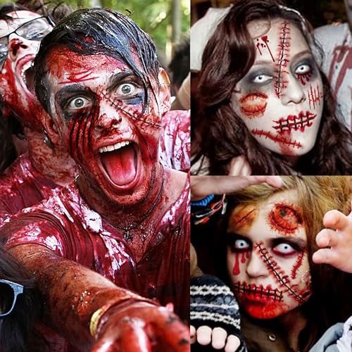 COKTAK 20 Blätter 136 Stück Narben Halloween Tattoos Wunden Fake Temporäre 3D Ritzen Kratzer Blut Kostüm für Frauen Männer Erwachsene Gesicht Zombie Makeup COKTAK 20 Blätter 136 Stück Narben Halloween Tattoos Wunden Fake Temporäre 3D Ritzen Kratzer Blut Kostüm für Frauen Männer Erwachsene Gesicht Zombie Makeup von COKTAK