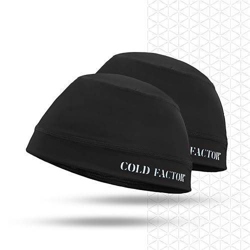 COLD FACTOR Sofort kühlende Totenkopfkappe und Helmeinsatz, 2 Stück, UPF 50+, chemikalienfreie Verdunstungskühlung, hält 2+ Stunden, Schwarz, Einheitsgröße von COLD FACTOR