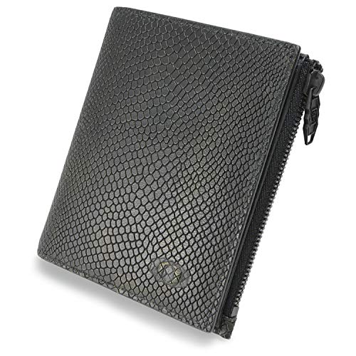 ColdFire Snake Eye Zip Herren-Geldbörse – Münzfach, 6 Kreditkartenfächer – RFID-Blockierung – Ultra Slim Bi-Fold, handgefertigt, Schwarz von COLDFIRE