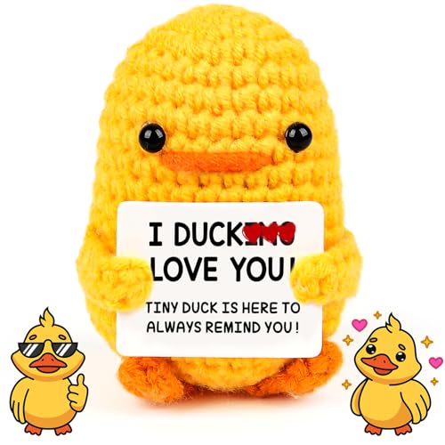 COLEESON Pocket Hug Positive Ente, Kreative Strickwolle Kartoffel Puppe, Ente Kuscheltier, Kuscheltier Klein, Mutmacher Geschenk, Geschenke für Frauen, Einschulung Geschenk von COLEESON