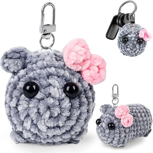 COLEESON Sad Hamster Schlüsselanhänger Gehäkelt, Hamster Kuscheltiere, Trauriger Hamster Meme, Ostergeschenke Kinder, Kuscheltier Klein Weiches Plüsch Geschenk für Frauen, Freundin (Keine Musik) von COLEESON