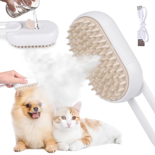 KatzenbüRste mit Dampf, 3-In-1 Katzen Dampfbürste mit Spray für Langes/Kurzes Haar, Katzenhaarbürste, Selbstreinigender Hundebürste mit Dampf Haustiere mit Wassertank (1PCS) (B) von COLEESON