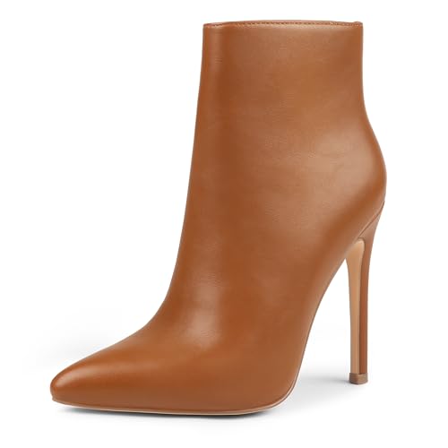 COLETER Damen Stiefeletten Schwarz Geschlossene Spitze Stilettos Herbst Kleid Booties, Braun (matt), 38.5 EU von COLETER