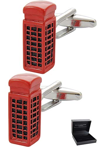 Manschettenknöpfe Herren Rot - Mit Box - London Telefonzelle - Langlebiges Messing - Telefon Britisch Kiosk - EIN Paar von COLLAR AND CUFFS LONDON