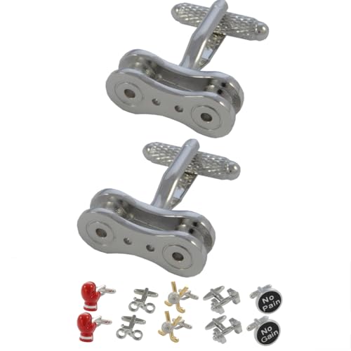 Manschettenknöpfe Herren Fahrrad - Mit Box - Fahrradkette - Zyklus Radfahren Sport - Langlebiges Messing - Silber Farbe - Ein Paar von COLLAR AND CUFFS LONDON