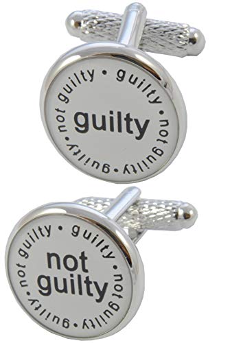 COLLAR AND CUFFS LONDON Manschettenknöpfe Herren Rechtsanwalt - Mit Box - Guilty und Not Guilty - Anwalt Richter Schuldig - Langlebiges Messing - Weiß Schwarz und Silber Farben - EIN Paar von COLLAR AND CUFFS LONDON