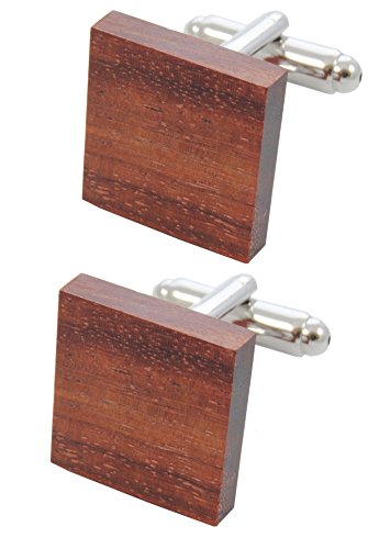 Manschettenknöpfe Herren Braun Holz - Mit Box - Klassische Holzfliese - Langlebiges Messing - Braune Farbe - Quadratisch - Tischler Zimmermann DIY - Ein Paar von COLLAR AND CUFFS LONDON