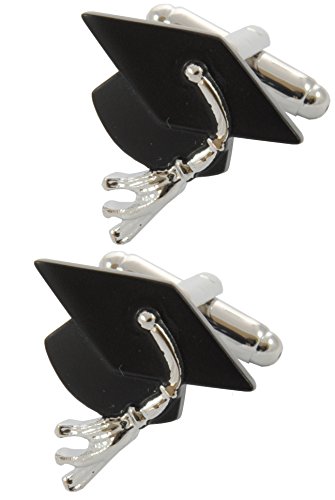 COLLAR AND CUFFS LONDON Manschettenknöpfe Herren Schwarz - Mit Box - Mörtelbrett - Langlebiges Messing - Graduierung Hochschulabschluss Universität - EIN Paar von COLLAR AND CUFFS LONDON