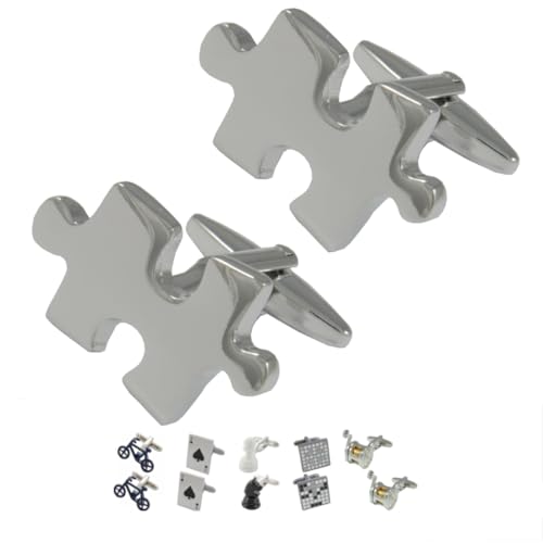 COLLAR AND CUFFS LONDON Manschettenknöpfe Herren Silber Farbe - Mit Box - Puzzleteile - Jigsaw Puzzle - Langlebiges Messing - Hobby - Rätsel - Spiel - EIN Paar von COLLAR AND CUFFS LONDON