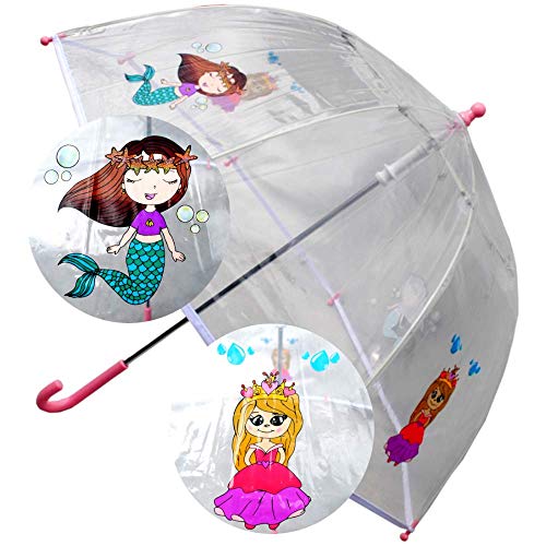 COLLAR AND CUFFS LONDON - Kinderschirm - Meerjungfrauen und Prinzessinnen - STARK Windproof - Regenschirm Transparent - Verstärkt mit Fiberglas - StormDefender Panoramic - Durchsichtig - Stockschirm COLLAR AND CUFFS LONDON - Kinderschirm - Meerjungfrauen und Prinzessinnen - STARK Windproof - Regenschirm Transparent - Verstärkt mit Fiberglas - StormDefender Panoramic - Durchsichtig - Stockschirm von COLLAR AND CUFFS LONDON