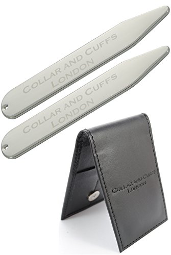 COLLAR AND CUFFS LONDON Kragenstäbchen Herren - VERSILBERT - Kragenstäbchen Metall - 2.5" - Hochwertig - Silber Farbe - Mit Etui - 1 Paar von COLLAR AND CUFFS LONDON