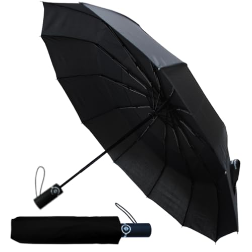 COLLAR AND CUFFS LONDON 80KPH SELTEN 12 Rippen Taschenschirm Automatik Klein - Regenschirm Ventilationsbezug Faltbar - Stark Windfest Verstärkt mit Fiberglas - Auto AUF UND ZU - Reise - Schwarz von COLLAR AND CUFFS LONDON
