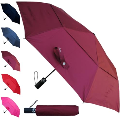 COLLAR AND CUFFS LONDON 80KPH Taschenschirm Automatik Klein - Regenschirm Ventilationsbezug Faltbar - Stark Windfest Verstärkt mit Fiberglas - Auto AUF UND ZU - Reise - Burgunderrot Rot COLLAR AND CUFFS LONDON 80KPH Taschenschirm Automatik Klein - Regenschirm Ventilationsbezug Faltbar - Stark Windfest Verstärkt mit Fiberglas - Auto AUF UND ZU - Reise - Burgunderrot Rot von COLLAR AND CUFFS LONDON