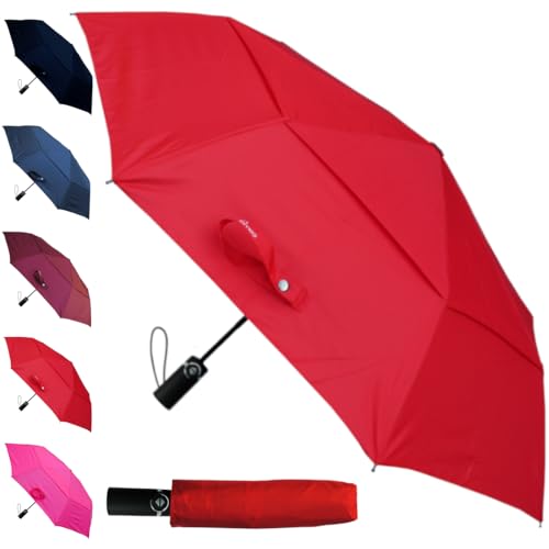 COLLAR AND CUFFS LONDON 80KPH Taschenschirm Automatik Klein - Regenschirm Ventilationsbezug Faltbar - Stark Windfest Verstärkt mit Fiberglas - Auto AUF UND ZU - Reise - Candy Red - Rot COLLAR AND CUFFS LONDON 80KPH Taschenschirm Automatik Klein - Regenschirm Ventilationsbezug Faltbar - Stark Windfest Verstärkt mit Fiberglas - Auto AUF UND ZU - Reise - Candy Red - Rot von COLLAR AND CUFFS LONDON