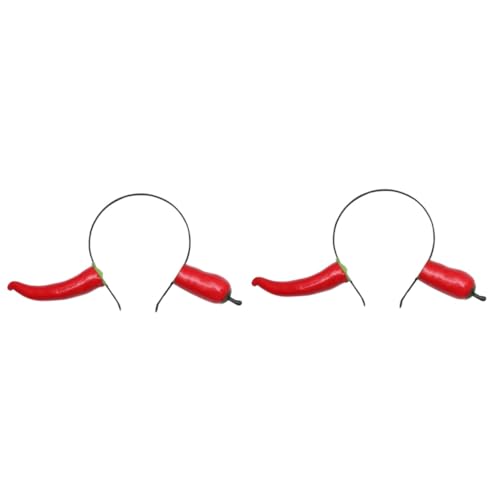 2 Stk Karotte Stirnband Chili-pfeffer-kostüm Lustiges Party-stirnband Pfefferkostüm Paprika Styling Pferdeschwanz Chili-pfeffer-hut Produkte Kostüm Haarband Haarknotenhersteller COLLBATH von COLLBATH