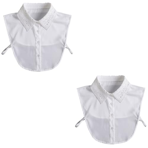 2St falscher Kragen Blusenkragen Hemdkragen Spitzenblusen für Bluse Schößchenhemden für Hemden für Männer Damenhemd Chiffon-Spitzenkragen falsches Weiß COLLBATH von COLLBATH