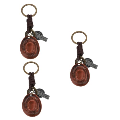 COLLBATH 3 Stück Leder-schlüsselanhänger in Hutform Vintage-schlüsselring Rucksack- Modisches Accessoire von COLLBATH