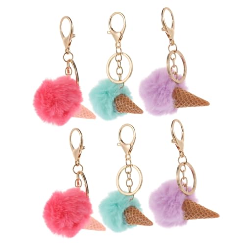 COLLBATH 6 STK Schlüsselanhänger Autoschlüsselhalter Geldbörse Schlüsselanhänger Mit Dessertanhänger Flauschiger Schlüsselanhänger Quaste Zubehör Wagen Nachahmung Von Rex-kaninchenfell von COLLBATH