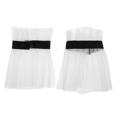 COLLBATH 1 Paar Abnehmbare Weiße Handgelenk Manschetten mit Perlenverzierung Leichte Polyester Fake Ärmel für Damen für Hochzeiten Partys und Frühlings Sommer Outfits von COLLBATH