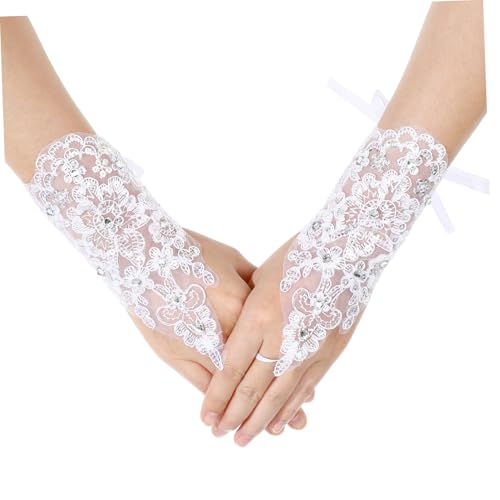 COLLBATH Spitzenhandschuhe Für Mädchen Bühnenhandschuhe Blumenmädchenhandschuhe Fingerlose Hochzeitshandschuhe Kinder-kleiderhandschuhe von COLLBATH