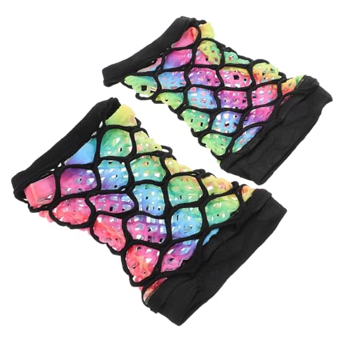 COLLBATH Neon Netzhandschuhe Fingerlos 80er-90er Stil Für Party Hochzeit Punk-accessoire Kurzes Netzgeflecht Weiche Passform von COLLBATH