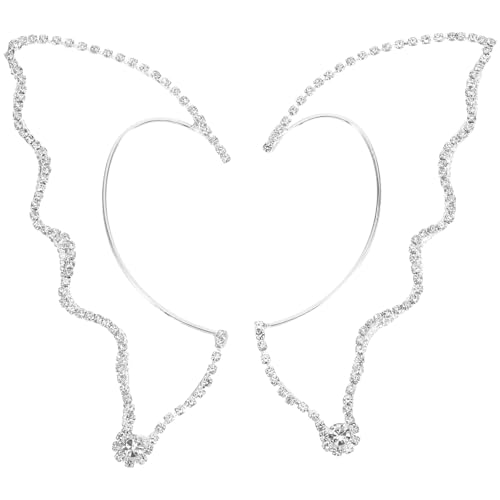COLLBATH 1 Paar Feen-Elf-Ohrmanschette mit Strass-Feenflügel-Manschette, kein Piercing, Ohrclips, Wraps, Cosplay, Fantasy-Kostüm, Ohrringe für Frauen und Mädchen, Silber COLLBATH 1 Paar Feen-Elf-Ohrmanschette mit Strass-Feenflügel-Manschette, kein Piercing, Ohrclips, Wraps, Cosplay, Fantasy-Kostüm, Ohrringe für Frauen und Mädchen, Silber von COLLBATH