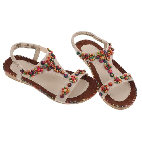 COLLBATH 1 Paar Flache Sandalen Für Damen: Boho-sandalen Mit Knöchelriemen, Bequemes Gehen – Flache Sommer-strandschuhe Mit Rutschfester Sohle Für Freizeitkleidung (größe: 38) von COLLBATH