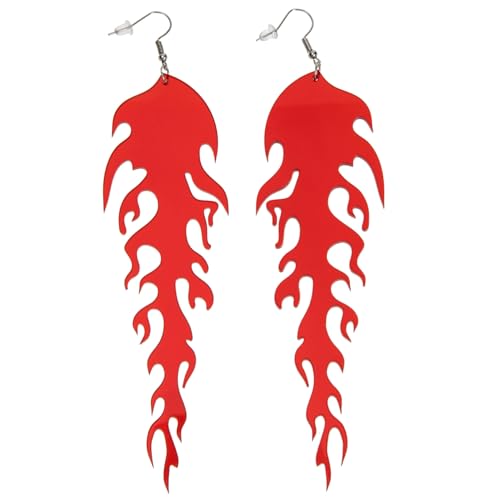 COLLBATH 1 Paar Flammen-ohrringe Weibliche Ohrringe Asymmetrische Ohrhänger Mädchen Ketten Mode- Flammenförmiger Für Frauen Im Trend Acryl Rot von COLLBATH