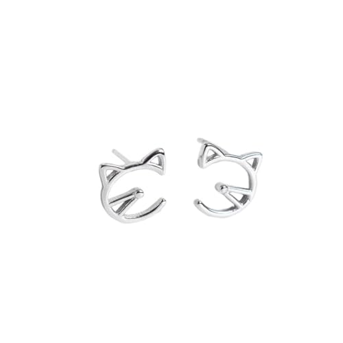 COLLBATH 1 Paar Katze Ohrringe Mädchen-Ohrringe Schmuck aus Sterlingsilber Katzenschmuck Tier Ohrstecker hypoallergene Ohrringe Frauen-Ohrring Persönlichkeit Silberne Ohrringe Fräulein von COLLBATH