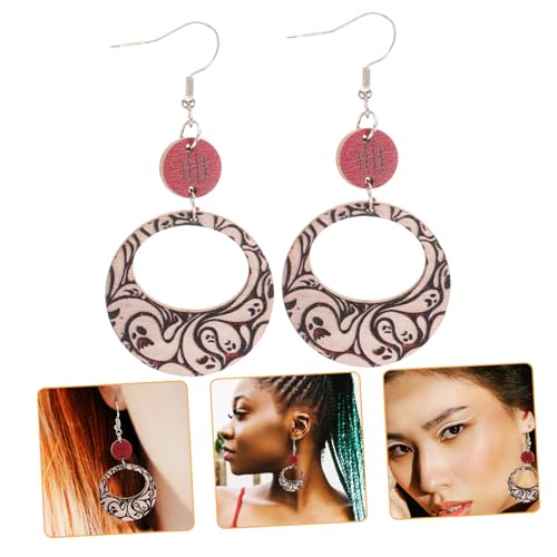 COLLBATH 1 Paar Leichte Holzohrringe mit Geisterdesign Extravaganter Halloween Schmuck für Frauen für Partys und Tägliches Tragen von COLLBATH