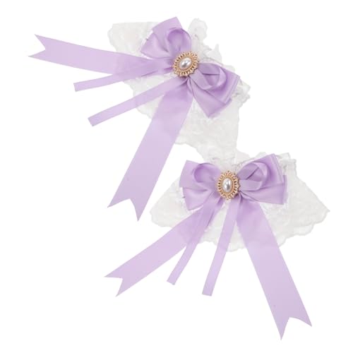 COLLBATH 1 Paar Lolita Handgelenk Rüschen Spitzenmanschetten mit Schleifen Design Süße Accessoires für Teepartys und Lolita Outfits Langtitel Handgelenk Rüschen Spitzenmanschetten mit von COLLBATH