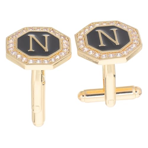 COLLBATH 1 Paar Manschettenknöpfe für Herren: Manschettenknöpfe mit Strasssteinen als Hemddekor – Kreativer Alphabet-Schmuck für geschäftliche und Anlässe von COLLBATH