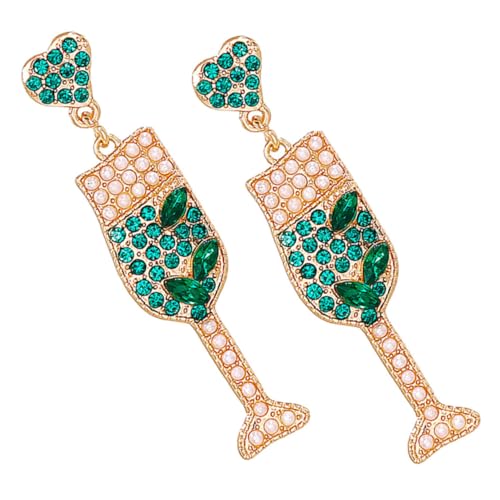COLLBATH 1 Paar Perlen Ohrringe mit Strass Vintage Weinglas Ohrstecker für Weihnachten Kreative Hängelohrschmuck für Frauen und Mädchen für Partys und Festliche Anlässe von COLLBATH