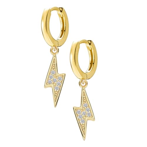 COLLBATH 1 Paar Rhinestone Ohrringe für Damen Stylische Thunderstreak Ohrclips Goldfarbe Ohrhänger für Besondere Anlässe Geschenkidee für Freundinnen Mütter Hochwertiges Material Langlebig von COLLBATH
