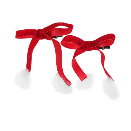 COLLBATH Haarschleifen-clips Mit Pompom-anhängern Für Damen Und Mädchen Für Weihnachten Neujahr Und Festivals Bequeme Clip-haarspangen Mit Schleifenknoten von COLLBATH