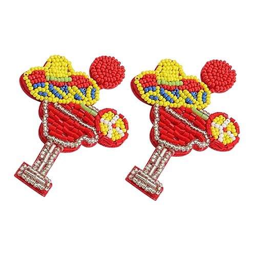 COLLBATH 1 Paar Weinglas Ohrringe für Frauen Handgefertigte Baumelnde Tropfenohrringe Perlen Schmuckstück für Besondere Anlässe und Feiern Rote Farbvariante von COLLBATH