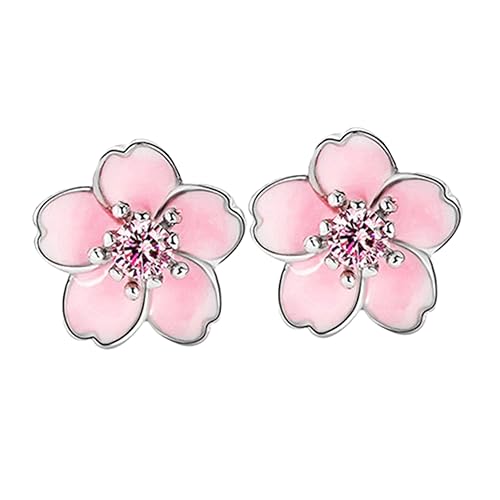 COLLBATH 1 Paar Kirschblüten-Ohrringe Blumen-Ohrstecker Ohrringe für Frauen Blumen koreanische Damen anhänger die Silberne Fräulein Rosa von COLLBATH