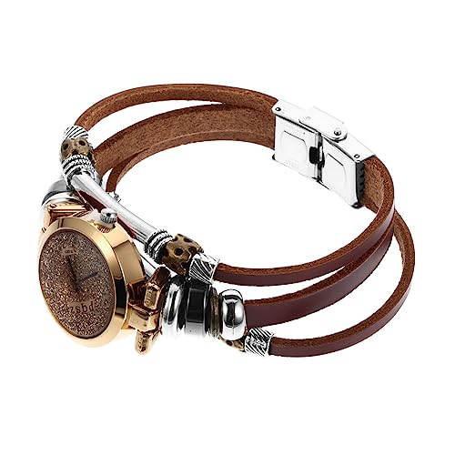 COLLBATH 1 STK Anschauen Armbanduhr Für Damen Analoge Uhr Retro Uhrenarmband Aus Strass Mehrlagiges Wickelarmband Modeuhr Ohrringe Für Frauen Kleiden Armbanduhren Sportuhren Brown Metall von COLLBATH