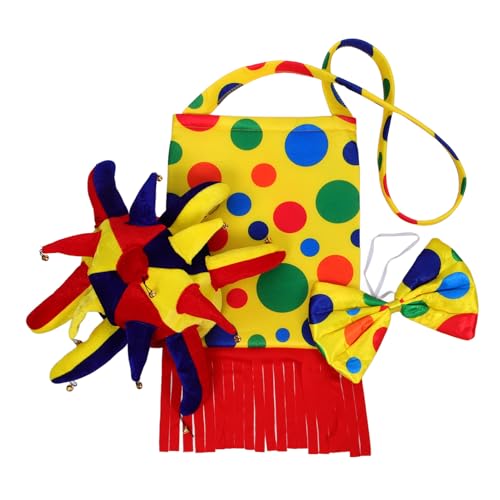COLLBATH Satz Clown-kostüm Für Erwachsene Und Kinder Mit Hut Fliege Und Tasche Für Karneval Cosplay Und Partys von COLLBATH