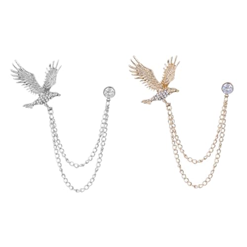 COLLBATH 1 Satz Eagle Brosche Mit Kette Für Anzug Hemdkragen Teiliges Stilvolles Kleidung Accessoire Für Männer Elegantes Design Mit Quaste Für Festliche Anlässe 2 Stück von COLLBATH