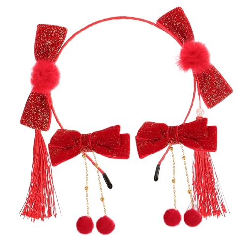 COLLBATH 1satz Furry Haarschmuck Mit Schleife Und Quaste Für Mädchen Dekorative Stirnbänder Und Haarclips Für Neujahr Geburtstagsfeiern Und von COLLBATH