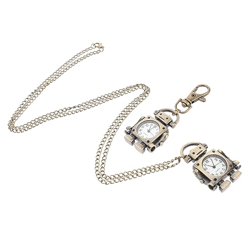 COLLBATH Anhänger Roboter Mit Uhr Anhänger Kreativer Schlüsselanhänger Vintage Roboter Schlüsselanhänger Taschenuhr Praktischer Schlüsselring von COLLBATH
