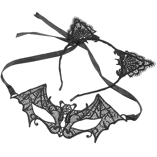 COLLBATH 1 Satz Spitzen-stirnband-maske Fledermausspitze Maske Hohle Spitzenmaske Fledermaus-maskerade-maske Schwarzes Katzenohr-stirnband Aus Spitze Augenmaske Tuch Bilden Partybedarf von COLLBATH