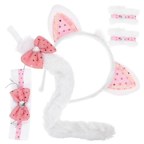 COLLBATH 1 Satz Stirnband Mit Tierohren Cosplay Stirnband Tierschwanz Fliege Armbänder Zum Gesichtwaschen von COLLBATH