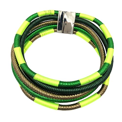 COLLBATH 1 Satz handgewebte Halskette Afrikanische Halskette für Männer Mann Anzug magnetische Ohrringe eine Halskette mehrschichtige Halskette Kleidung einstellen Knopf von COLLBATH