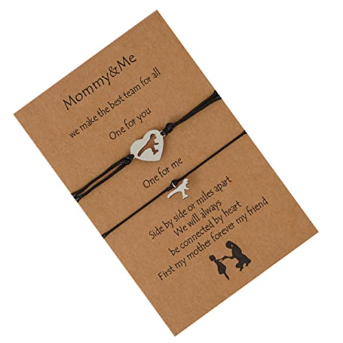 COLLBATH 1 Set Armband Set Eltern Armband Mutter Tochter Armbänder Dinosaurier Geburtstagsparty Zubehör Dinosaurier Passende Armbänder Muttertagsarmband Kinderarmbänder Schwarzer von COLLBATH