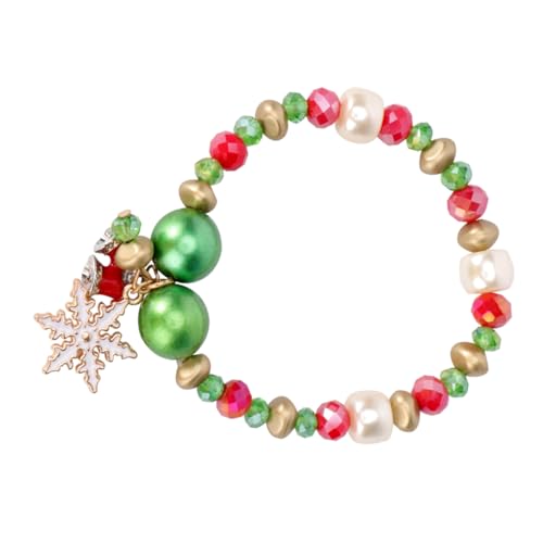 COLLBATH 1 Stück Delikates Festliches Armband Perlen mit Weihnachtsmotiven Handgefertigte Kette mit Weihnachtsmann Schneemann für Fröhliche Feiern für Weihnachten Festliche Anlässe von COLLBATH