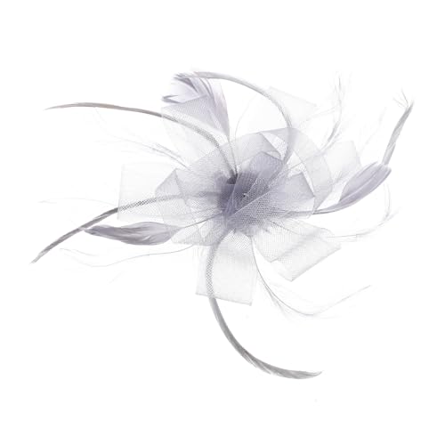 COLLBATH 1 Stück Federkopf und Haarzubehör Hochzeiten Kopfschmuck Haarblume haarschmuck -Clip Mesh-Clip Grau von COLLBATH
